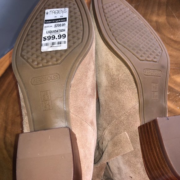 ♥ NWT AEROSOLES Tan Suede Booties Size 9 - Picture 6 of 7